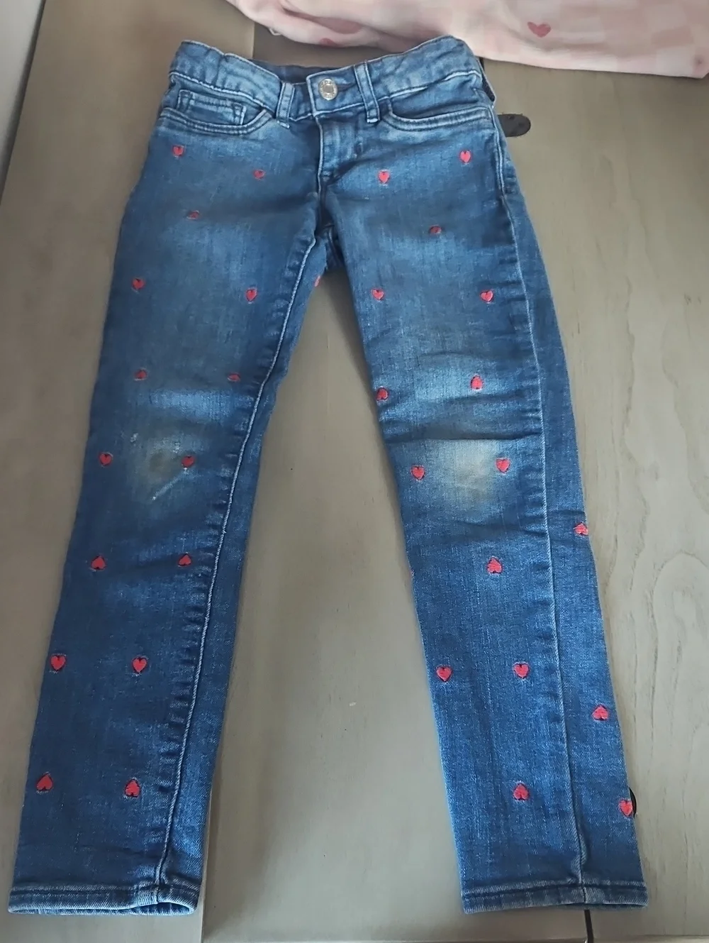 GAP Dark Blue Jeans with Red Heart Embroidery - Kids